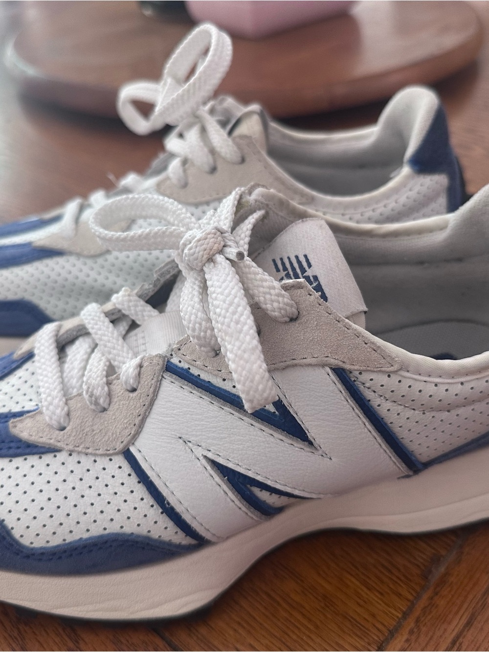 New Balance 327 White and Blue Sneakers